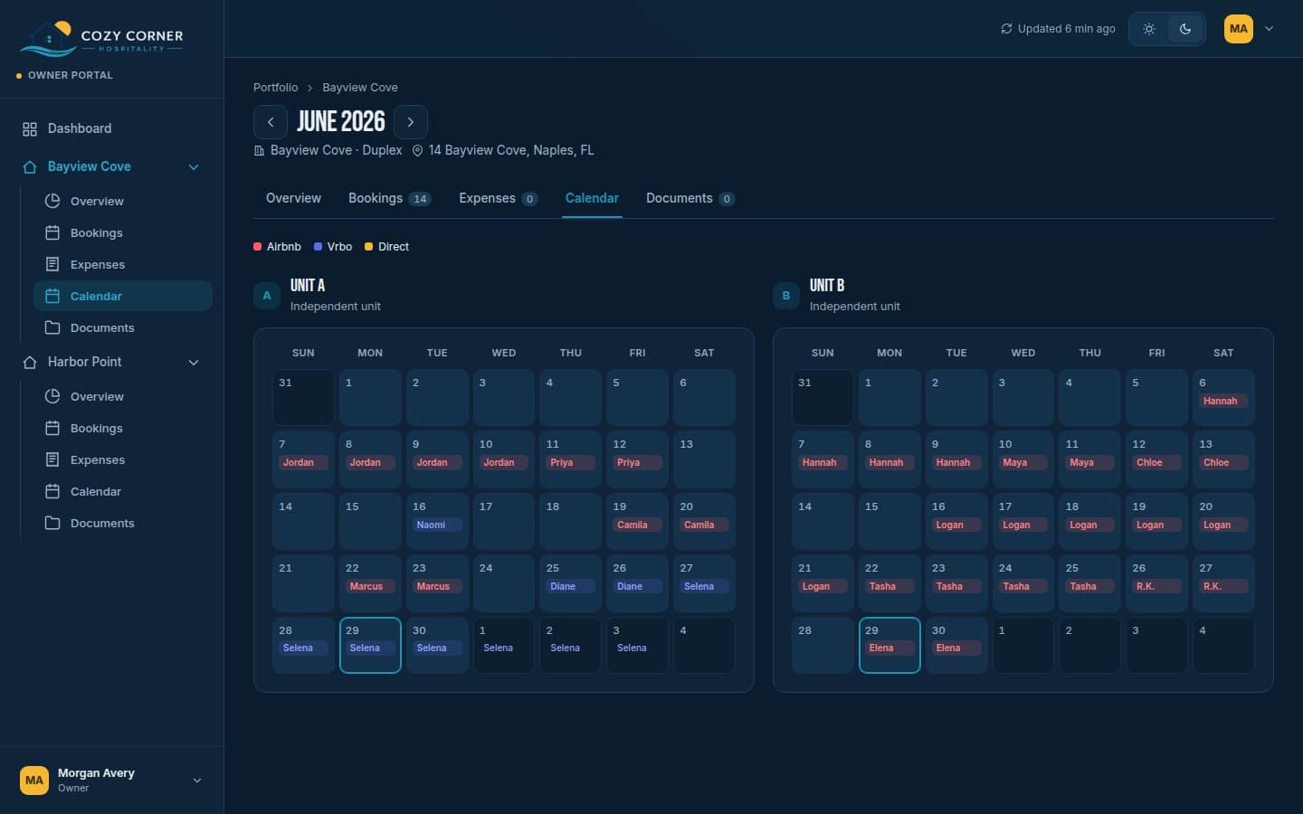 Owner portal — Live availability
